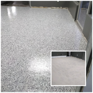 Freshly painted stairwell at Marshall Wells Lofts, Portland, OR